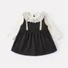 Conjunto de Dos Piezas para Bebé y Niño Pequeño: Camiseta Básica Dulce Estilo Coreano con Cuello de Muñeca para Niñas, Nuevo Vestido Chaleco de Lunares para Otoño
