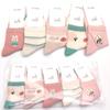 Calcetines de Algodón Finos de Primavera y Otoño con Dibujo de Conejo de Seis Dedos para Niñas, Absorbentes de Sudor, Cómodos, con Aros, Sin Costuras, Rayados