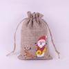 Fornecimento direto da fábrica Padrão de Natal linho grosso não-bunched bolso calendário de Natal definir linho cordão saco grunched diy