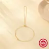 Pulseira de Prata de Lei S925 Trevo Encaixado para Mulheres com Diamantes, Estilo Europeu e Americano, Luxo Leve, Corrente de Dedo Ajustável, Joia de Mão Elegante