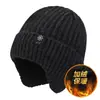 Gorro de Moda Invernal con Protección para los Oídos Gorro Cálido para Ciclismo en Frío Gorro de Lana para Circunferencia de Cabeza Grande Gorro de Punto para Hombre con Forro de Polar