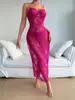 Amazon Transfronterizo Europeo y Americano Nuevo Estilo Sexy Encaje Lazo Vestido Largo Bordado Tirantes Conjunto Impresionante Directo del Fabricante