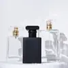 Direto da fábrica garrafa retangular preta para perfume garrafa transparente tampa de rosca quadrada plana garrafa vazia para perfume