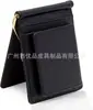 Carteira Masculina e Feminina Dobrável de Metal com Clipe Dourado de Couro Genuíno Multifuncional, Porta-Moedas Japonês, Bolsa de Dinheiro