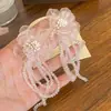 Pendientes Largos de Malla con Flor y Borla de Cristal, Estilo Bosque, Frescos y Sencillos, Pendientes Versátiles y Exquisitos para Mujer