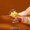 Conjunto de Collar, Pendientes y Anillo Flor Hueca Estilo Chino, Estilo Étnico Oro de Arena Vietnamita, Joyería Duradera Venta Directa