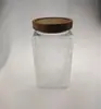 Frasco cuadrado con relieve de begonia de 1100 ml, botella multi-grano, tapa de bambú, frasco para té, frasco de almacenamiento de vidrio transparente, frasco para dulces