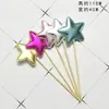 5 banderines de decoración para pastel con forma de estrella y corazón de PU brillante color mixto con polvo dorado y plateado modelo de cinco estrellas en forma de corazón inserción de tarjeta para pastel