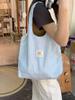 44301 Bolso de lona con lazo estampado simple de gran capacidad, bolso de hombro para mujer, bolso de compras, bolso de hombro