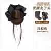 Peruca para Mulheres com Cabelo Preto, Grampo, Coque de Pena, Penteado Atmosférico, Coque Baixo Natural Fofo