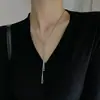 Collar con Colgante Triangular de Acero de Titanio Diseño Dongdaemun Coreano Cadena de Lana Simple Otoño e Invierno para Mujer Collar Largo de Moda para Mujer
