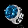2025 Novo Anel Zhuang Shengsheng Joias Fundo de Cobre Banhado a Ouro Cristal Azul Pontiagudo Simulado Redondo Retrô Leve Luxo para Mulheres 16mm