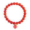 Runya Cristal Ágata Rojo Natural Cuentas Redondas Pulsera de Ágata Color Durazno Pulsera de Cuentas Redondas de Ágata Rojo Fábrica Venta al por Mayor