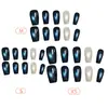 Gato Ojo de Luna Marrón y Azul de Alta Calidad Elegante Estilo Girly Estilo Hermana Real Blanqueadora Manicura Estilo Corto 30 Piezas Manicura Usable