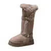 Sapatos de algodão com tira cruzada, bico redondo, sola grossa e punho felpudo 2026 inverno quentes com mais veludo tamanho grande botas longas botas de neve mulheres