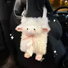 Caja de pañuelos de peluche para coche de ovejita suave y linda, portapañuelos colgante para coche, bolsa colgante de pañuelos de dibujos animados linda