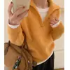 Suéter tejido de lana pura para mujer, con cuello grande estilo coreano, moderno y rejuvenecedor, engrosado para usar como prenda exterior, con un aspecto de alta gama y elegante