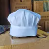 Hotel restaurante al por mayor gorro de chef masculino y femenino camarero cocina comida gorro de tela blanca gorro de trabajo gorro de chef