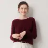 Suéter 100% cachemir para mujer, cuello redondo, engrosado, hombro raglán, jersey de manga larga, versátil, suéter de punto de alta gama