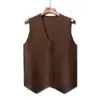 Colete Cardigan de Tricô Masculino de Botão Único para Outono e Inverno, Colete Interno de Lã Liso, Suéter Masculino Sem Mangas para Negócios