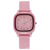 Relógio Quadrado Estilo Coreano Estilo Academia Moda Casual Simples Temperamento para Alunos do Ensino Fundamental II e Médio Pulseira de Silicone Colorida Doces Relógio de Pulso Feminino