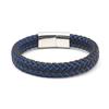 Tendencia de joyería de comercio exterior europea y americana pulsera de cuero de acero inoxidable joyería azul tejida personalidad acero de titanio pulsera simple 083