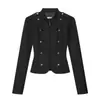 INS atacado de roupas femininas estilo europeu e americano cruzado casaco curto slim fit retrô com fivela Napoleão 160098