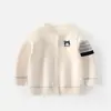 Cárdigan Estilo Academia para Niños Pequeños, Punto Bordado con Logo Redondo para Primavera y Otoño, Chaqueta de Uniforme Escolar para Niños y Niñas, Prenda Fina de Una Pieza para Bebés