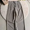 Pantalones anchos de botones con estampado de pata de gallo vintage para hombre, modernos y elegantes con un toque de alta gama, versátiles, estilo old money, pantalones largos sueltos y fluidos