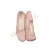 Bailarinas del Mismo Estilo que Mamá de Uva con Tacón Oculto de 5 cm, Superficie Suave de Puntos, Punta Redonda, Moño, Zapatos de Boca Baja para Mujer