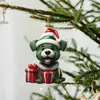 Caja de Regalo Transfronteriza Decoración Navideña para Perro Colgante Decoración de Árbol de Navidad Acrílica Colgante para Cachorro Decoración Interior de Coche