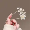 Horquilla de Flor de Perla Nuevo Estilo Chino Horquilla de Disco Simple para el Cabello Horquilla de Doble Inserción Horquilla en Forma de U Peine de Inserción Gradiente Horquilla para Hanfu