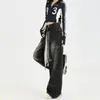 Jeans Negros de Cintura Alta de Pierna Ancha para Mujer 2025 Otoño e Invierno Nueva Moda Diseño Sexy Americanos Sueltos Pantalones de Largo hasta el Suelo