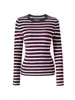 Suéter top de manga larga a rayas vintage de punto fino de lana merino ultrafina de 2613310-16 agujas para principios de otoño