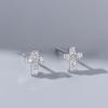 Brincos de Cruz de Diamante em Prata de Lei S925 Estilo Coreano Joias Elegantes Personalizadas Pregos para Cartilagem da Orelha Brincos Simples e da Moda para Mulheres