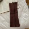 Meias de Lã Marrons de 40cm para Mulheres, Forradas com Fleece e Espessadas para Outono e Inverno, Tricô Quente Estilo Japonês, Adequadas para Combinar com Botas de Neve, Meias Largas