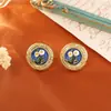 Pendientes Vintage de Perlas de Agua Dulce Naturales Estilo Jardín de Monet Pintura al Óleo Retro Pendientes Redondos Tipo Gota de Aceite de Alta Gama Modernos