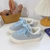 Tênis de Treino Feminino Bai Kuang Glacier Blue de Solado Grosso 2024 Inverno Botas de Neve de Pele de Ovelha Sapatos de Algodão Pai B-9283Mx