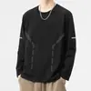 Camiseta informal de manga larga con cuello redondo, color liso, versátil, para hombre, otoño 2026, corte holgado, top moderno