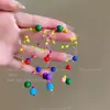 Pendientes de cadena de amor de verano coloridos de dopamina para mujer, diseño de clip para oreja, personalidad, dulce, fresco, temperamento, pendientes largos versátiles