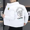 Nueva Chaqueta de Algodón Grueso de Forro Polar Cálido de Invierno 2025 para Hombre, Elegante Abrigo de Algodón Bordado con Cuello Alto