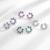 Brincos de Pino Elegantes Simples Diários para Pendulares Estilo Coreano Combinam com Tudo Flor Brilhante Luxo Leve Sofisticado Diamantes Cravejados Floco de Neve