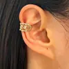 Clip de oreja de diamantes completos multicapa, clip para cartílago de la oreja sin perforación, estilo europeo y americano, pendientes con adornos de diamantes geométricos, accesorio versátil y único de lujo ligero