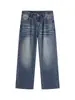 Ropa de Hombre Fengshe / Novedad Primavera 2026 Jeans de Pierna Ancha Nuevo Estilo Americano Cintura Alta Pierna Recta Holgados Adelgazantes Pantalones Largos