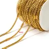 Cadena de eslabones para pulsera de moda DIY, accesorio de joyería, cadena de pinza de perla cuadrada con baño de vacío de acero inoxidable transfronteriza, venta al por mayor