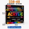 Uau, canetas marcadoras acrílicas de 24/48 cores, canetas de pintura com ponta dupla, canetas de criação artística, materiais de arte para pintura DIY manual