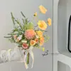 Ramo Fresco Pequeño Estilo Coreano para Registro de Matrimonio, Entrada de Sala de Estar, Amapolas Mariposa Flores Artificiales, Decoración de Flores Falsas, Flores para Atrezzo de Fotografía