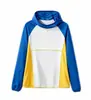 Camiseta de Ciclismo ao Ar Livre de Verão com Secagem Rápida, Bloqueio de Cor, Malha Respirável, Manga Longa com Capuz, Camada Base para Homens e Mulheres 12142