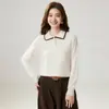 Otoño e Invierno Nuevo Suéter de Cachemira Pura Camiseta Base Moda Suave Cómoda Cálida Holgada Sencilla para Mujer