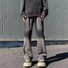 Jeans Micro-La de Verão para Homens da High Street Gradient Straight-Tube Lavado na Moda Marca Estilo Americano Vintage Calças de Perna Larga